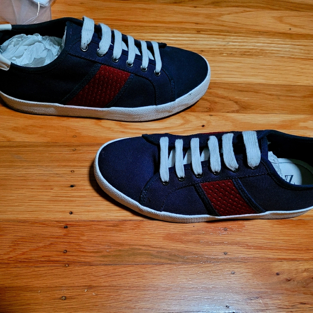 Zara canvas blue/red sneakers size 7/40